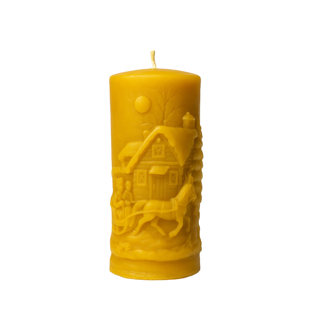 Bienenwachskerze Stumpen, Weihnachtsmotiv