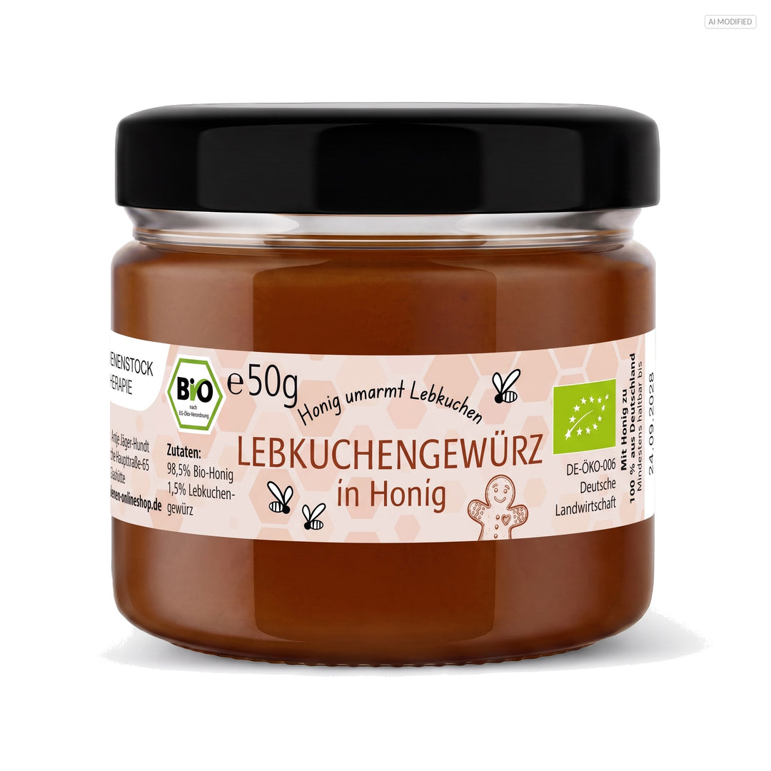Bio Honig mit Lebkuchengewürz 50 g im kleinen Glas