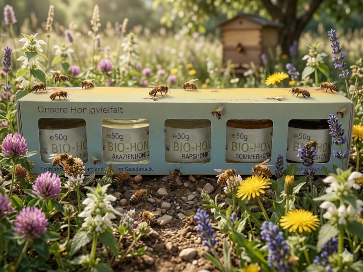 Mini Honig Set 5 Gläser - Einmal quer durch den Bienenstock