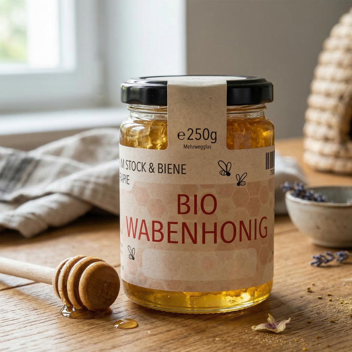 Bio zertifizierter Wabenhonig 250g im Glas kristallisiert