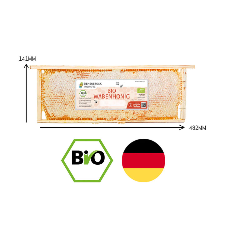 Bio Wabenhonig Sommerhonig im Holzrähmchen – Maße 482 x 141 mm, zertifiziert aus Deutschland