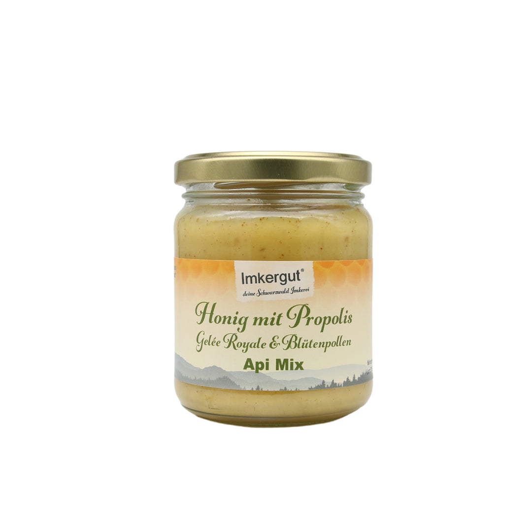 Api Mix 250 g Glas – natürliche Mischung aus Honig, Propolis und Gelée Royale 