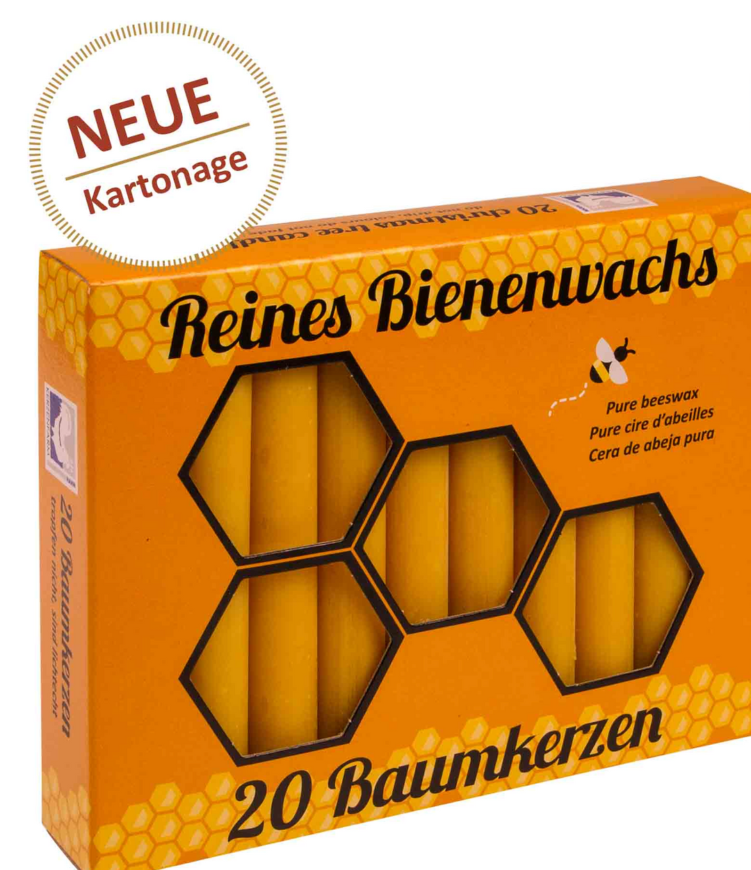 20 gelbe Bienenwachs-Baumkerzen im Set