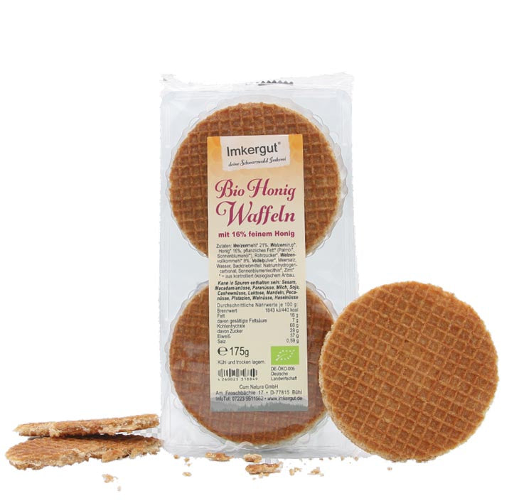 Bio Honigwaffeln 175 g – knusprige Waffeln mit echtem Bio-Honig 