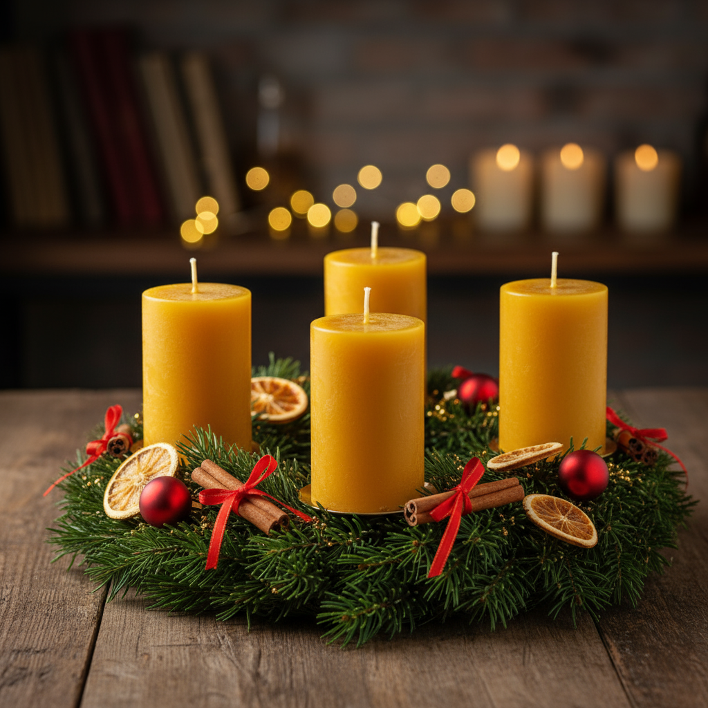 4 Stück Bienenwachskerze Stumpen