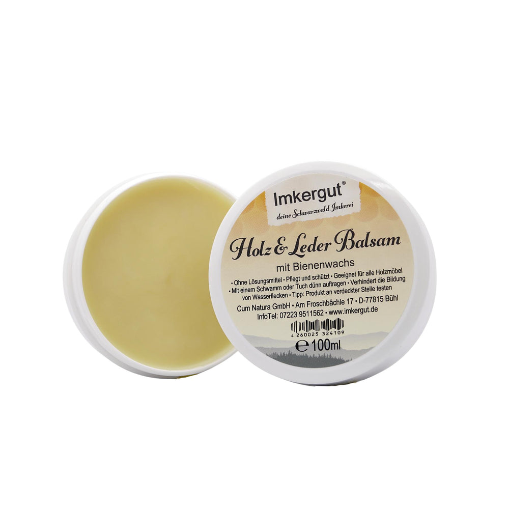 Holz- und Lederbalsam mit Bienenwachs 100 ml – Anwendung auf Holzoberfläche 