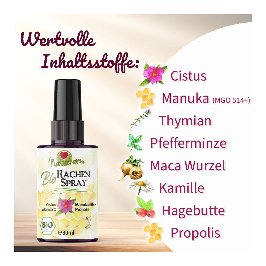 Bio Rachenspray mit Cistus, Manuka, Vitamin C & Propolis