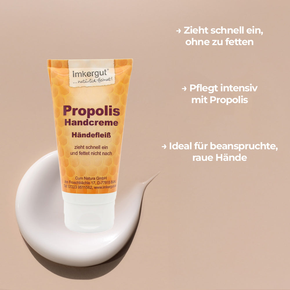 Propolis Handcreme Händefleiß von Imkergut – zieht schnell ein, pflegt intensiv, ideal für raue Hände
