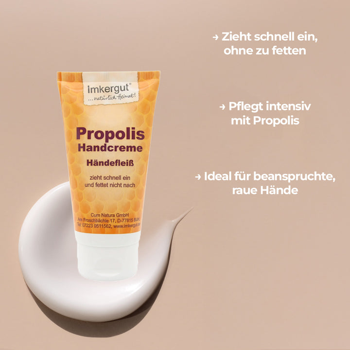 Propolis Handcreme Händefleiß von Imkergut – zieht schnell ein, pflegt intensiv, ideal für raue Hände
