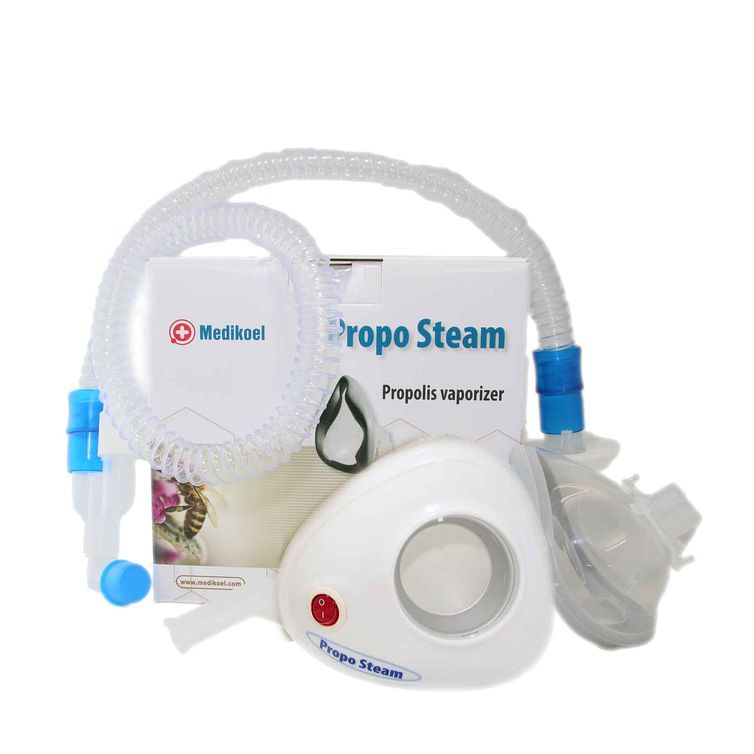 Propolisverdampfer Proposteam Set geöffnet – Inhalator mit Zubehör für Propolis-Inhalation